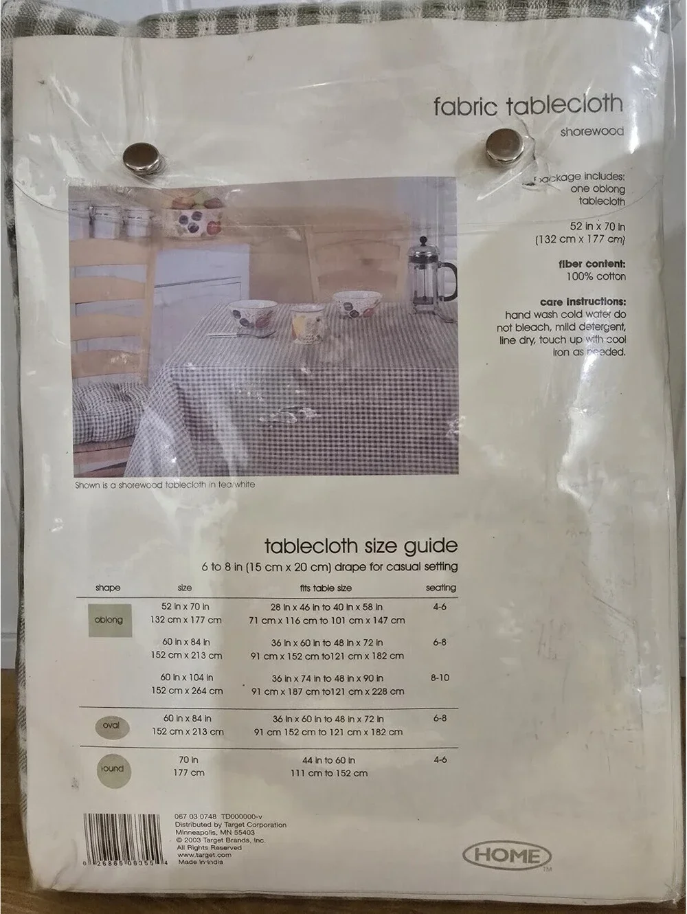 Tablecloth Green & White Gingham By Home From Polyester Cotton Blend 52